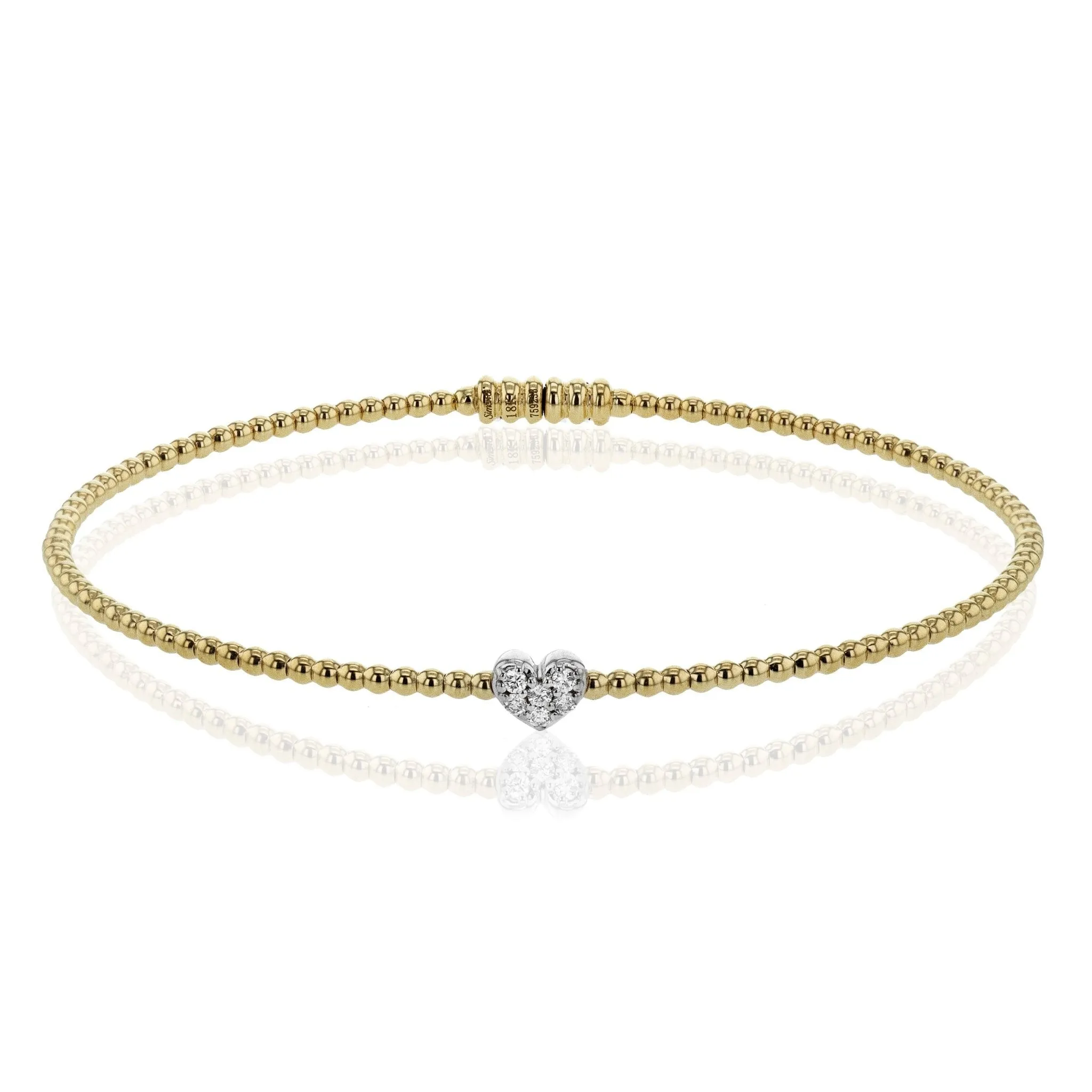 Heart Bangle in 18k Gold with Diamonds