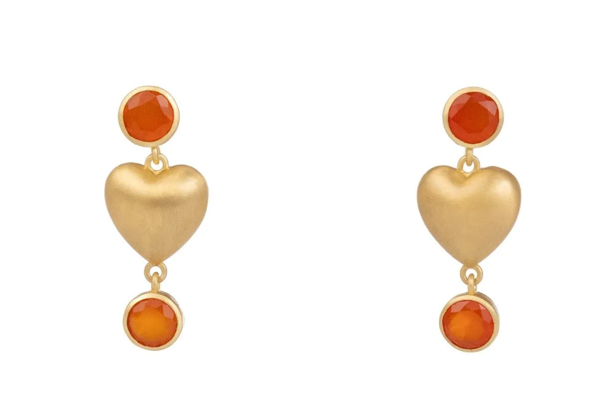 Heart Earring in Red Onyx