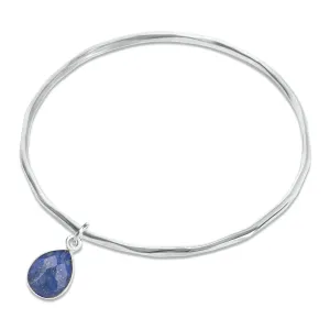 Lapis Lazuli Charm Bangle Silver September Birthstone Bangle