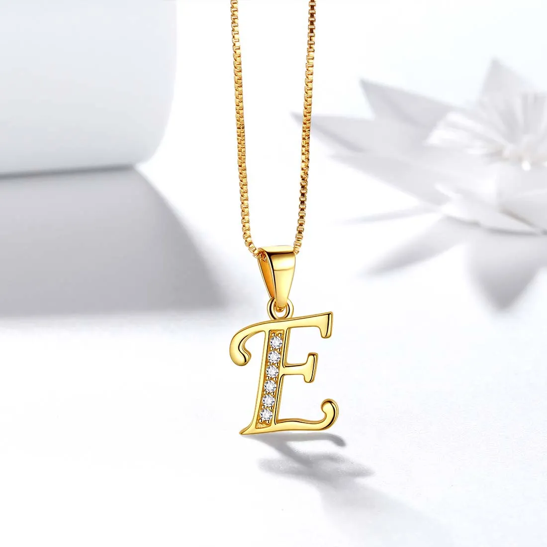 Letter E Initial Necklaces Pendant Women Men Name Jewelry Gift 925 Silver