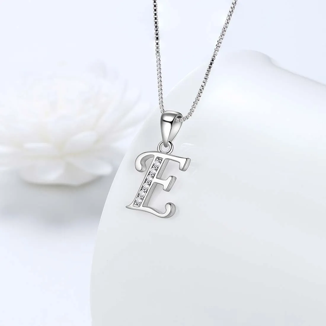 Letter E Initial Necklaces Pendant Women Men Name Jewelry Gift 925 Silver