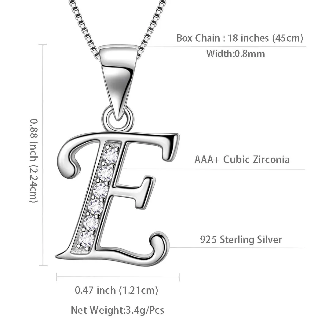 Letter E Initial Necklaces Pendant Women Men Name Jewelry Gift 925 Silver