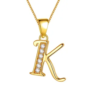 Letter K Initial Necklaces Pendant Women Men Name Jewelry Gift 925 Silver