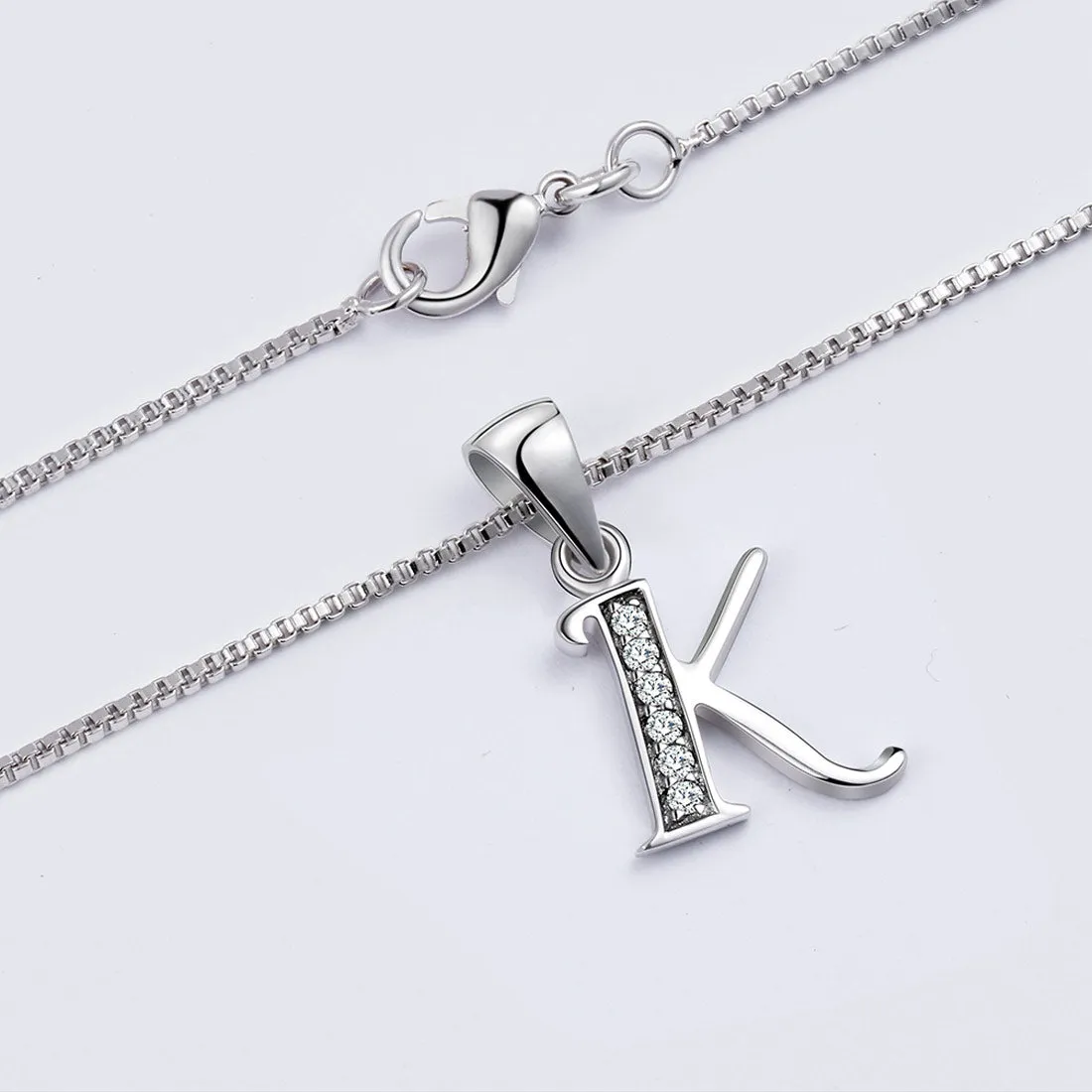 Letter K Initial Necklaces Pendant Women Men Name Jewelry Gift 925 Silver