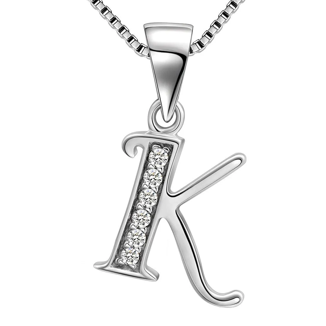 Letter K Initial Necklaces Pendant Women Men Name Jewelry Gift 925 Silver