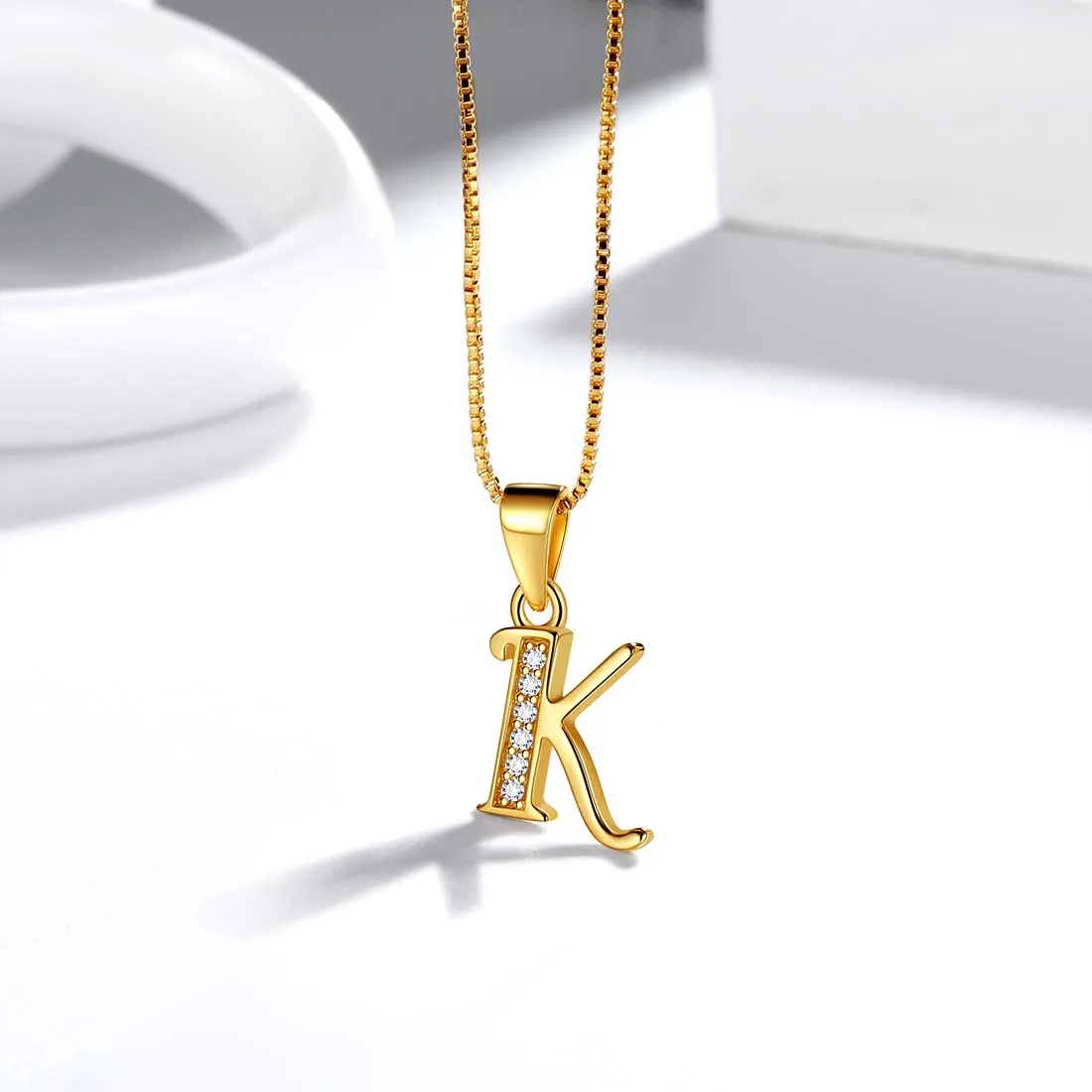 Letter K Initial Necklaces Pendant Women Men Name Jewelry Gift 925 Silver