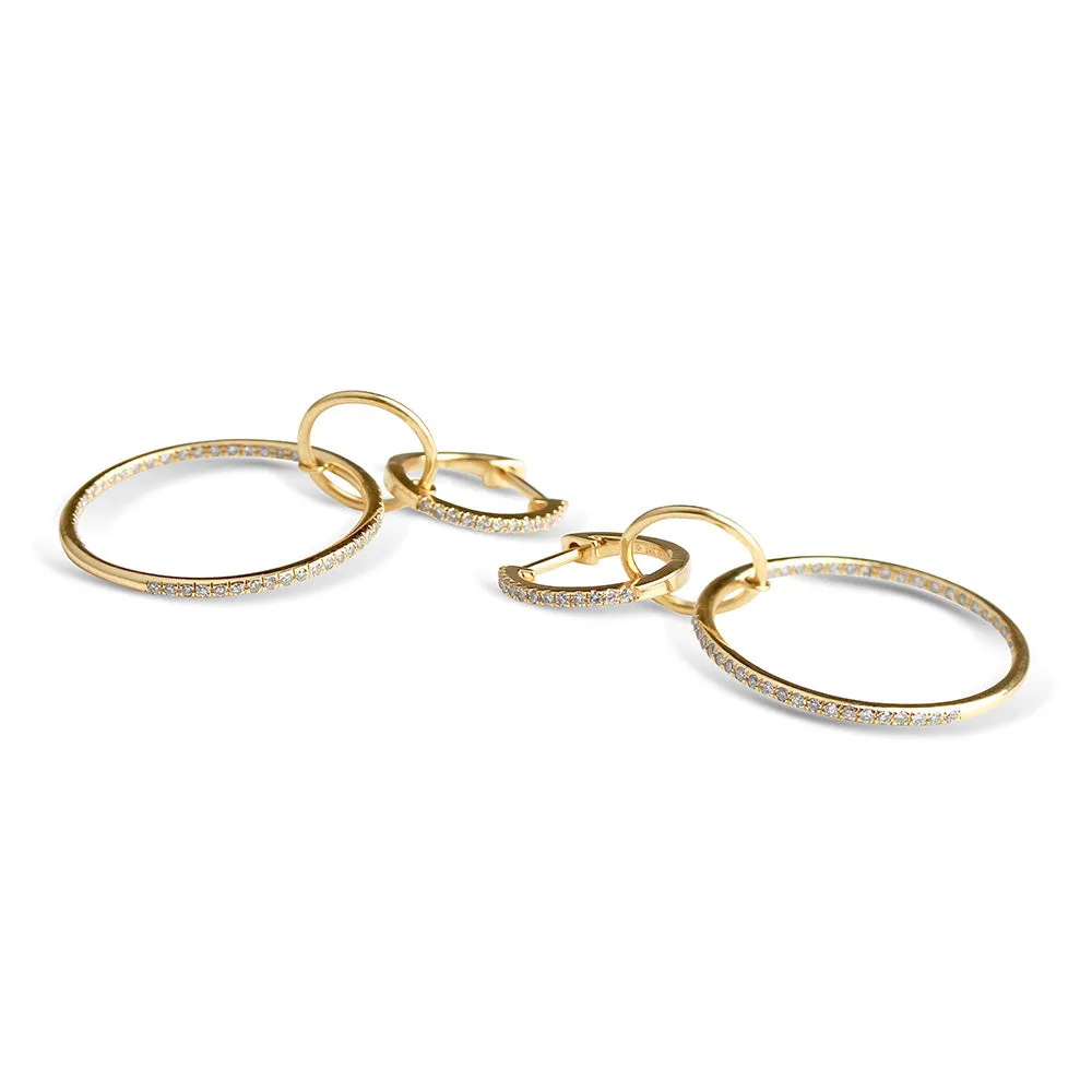 LOGAN TRIPLE DIAMOND DROP HOOPS