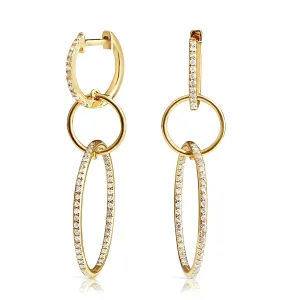 LOGAN TRIPLE DIAMOND DROP HOOPS