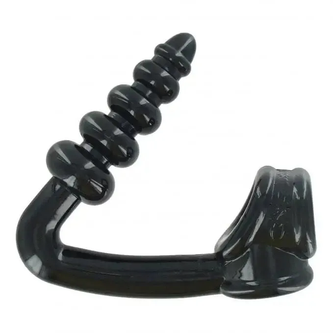 Master Series Flexible Black Tpr Cock and Ball Toy with Anal Probe