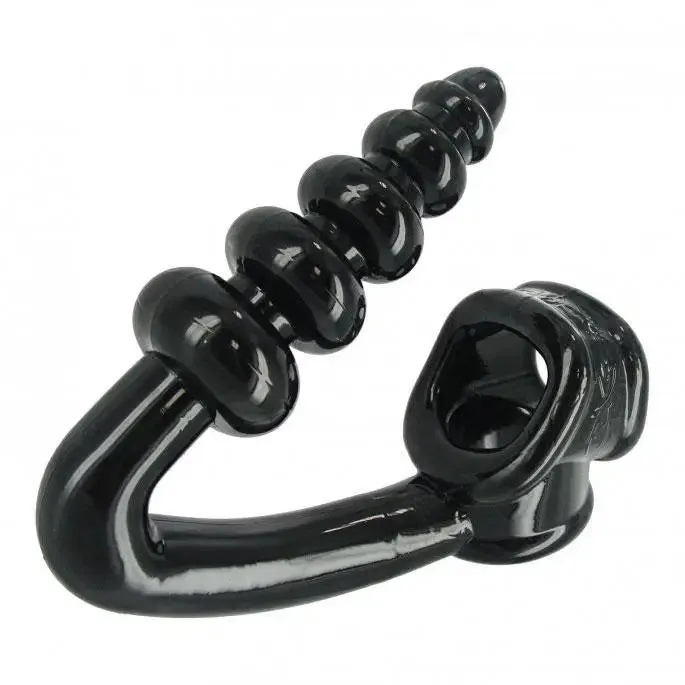 Master Series Flexible Black Tpr Cock and Ball Toy with Anal Probe