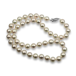 Mastoloni 14k White Gold Cultured Pearl Strand Necklace 17.5"