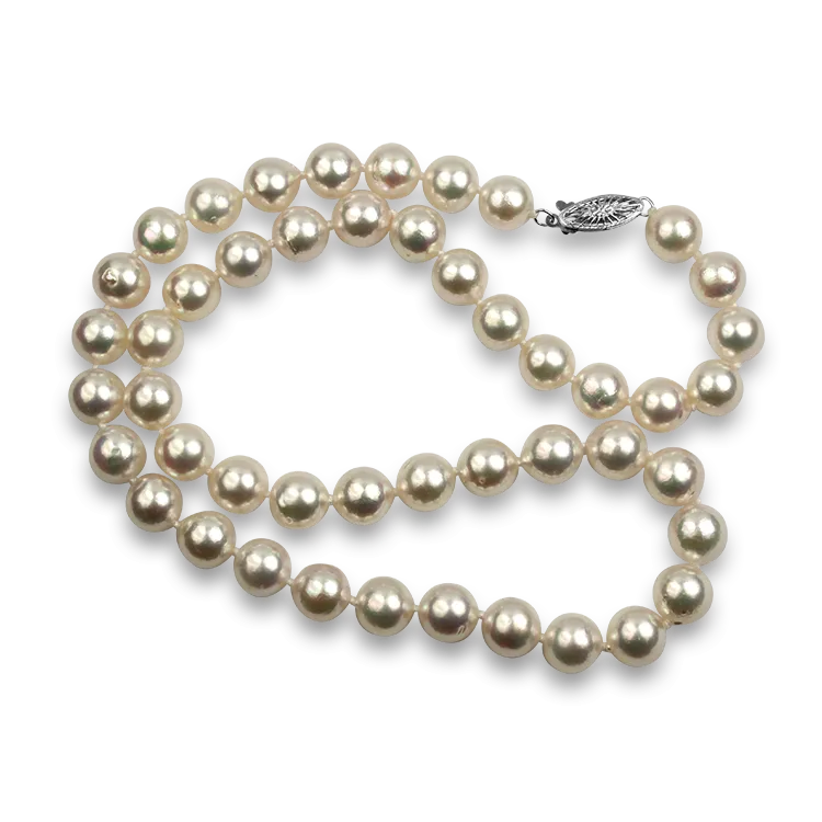 Mastoloni 14k White Gold Cultured Pearl Strand Necklace 17.5"