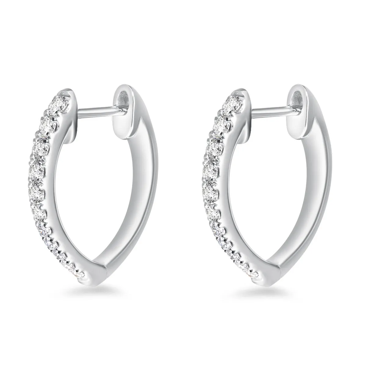 Memoire 18ct White Gold 0.30 Carat Diamond Imperial Hoop Earrings 16X14mm