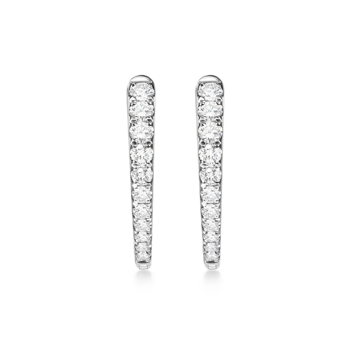 Memoire 18ct White Gold 0.30 Carat Diamond Imperial Hoop Earrings 16X14mm