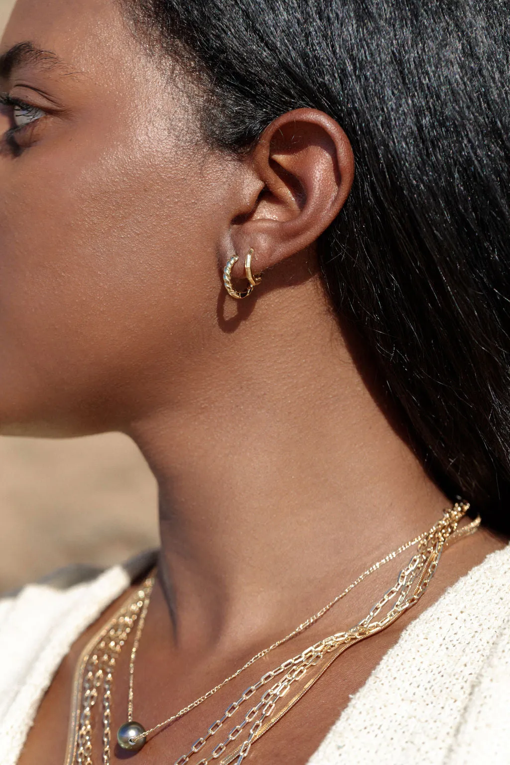 Mini Faceted Huggie Hoop Earrings - Akamai