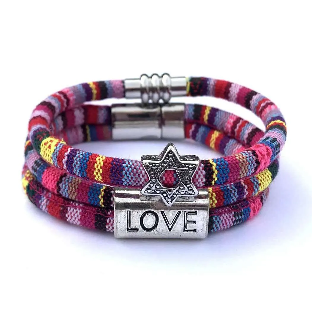 My Tribe Pretty in Pink Love/Star of David Bracelet