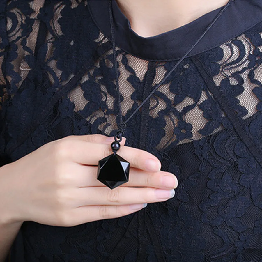 Natural Energy Stone Necklaces Obsidian