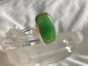 Nephrite Jade Adjustable Ring - Large Rectangle