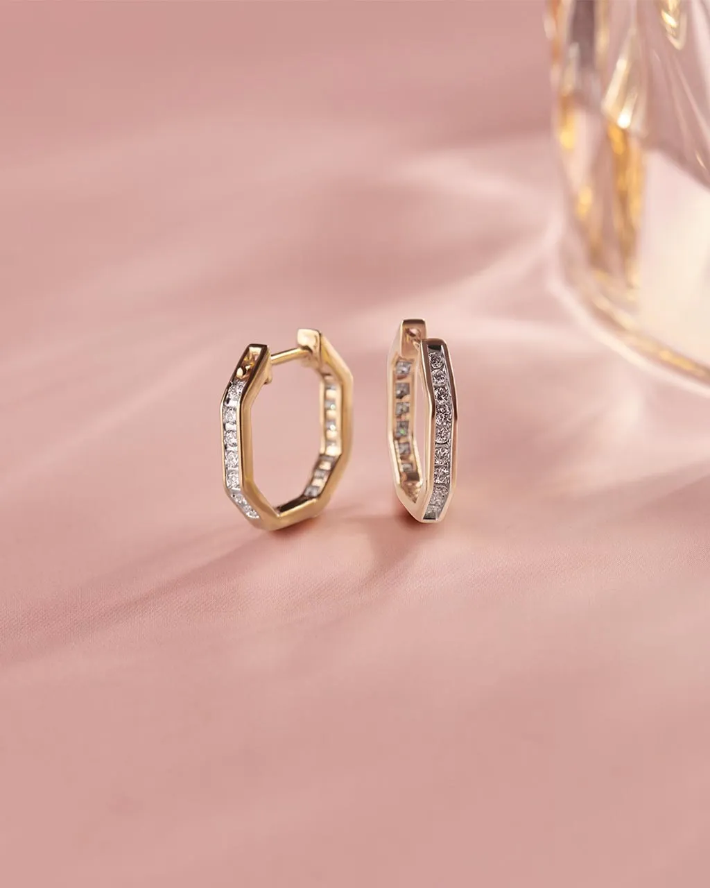 Octa Small Diamond Hoops