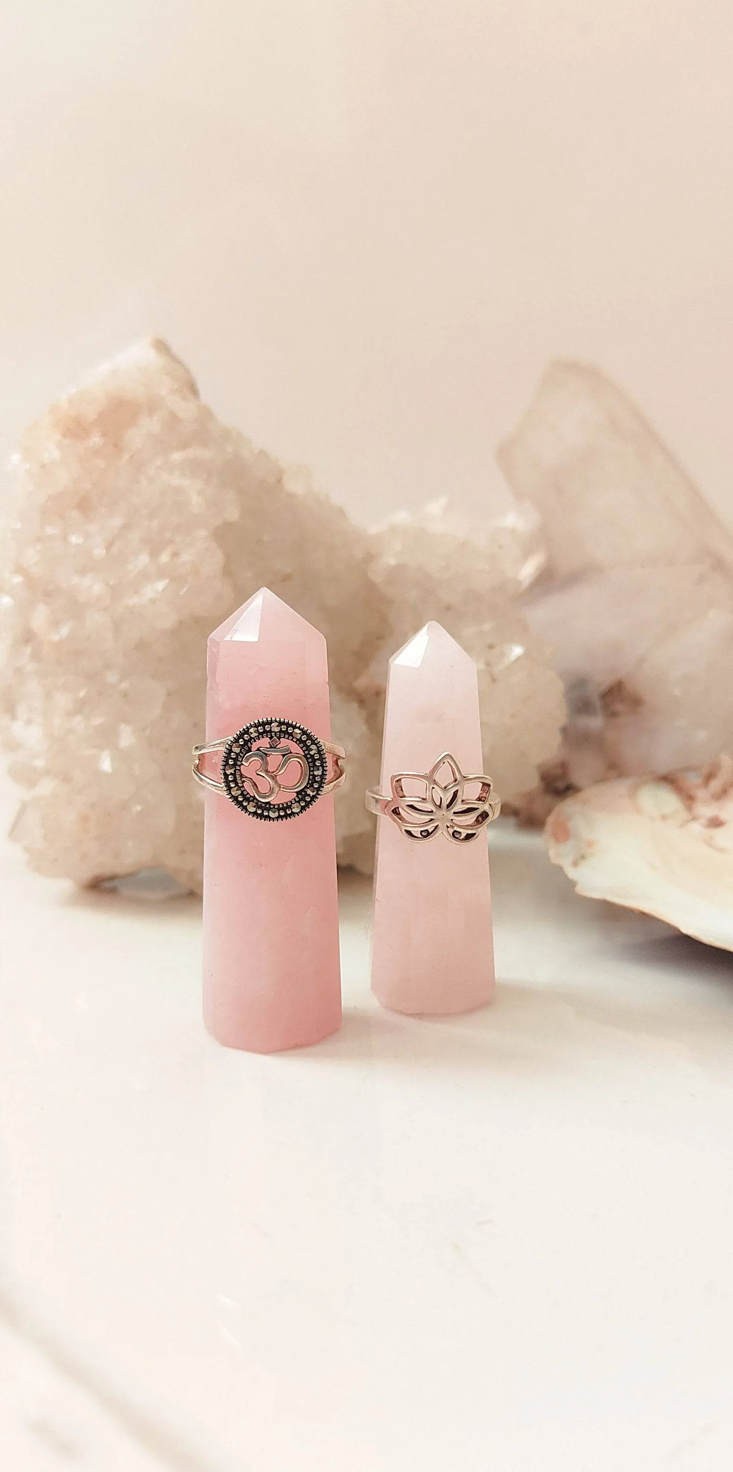 Om and Lotus Flower Rings