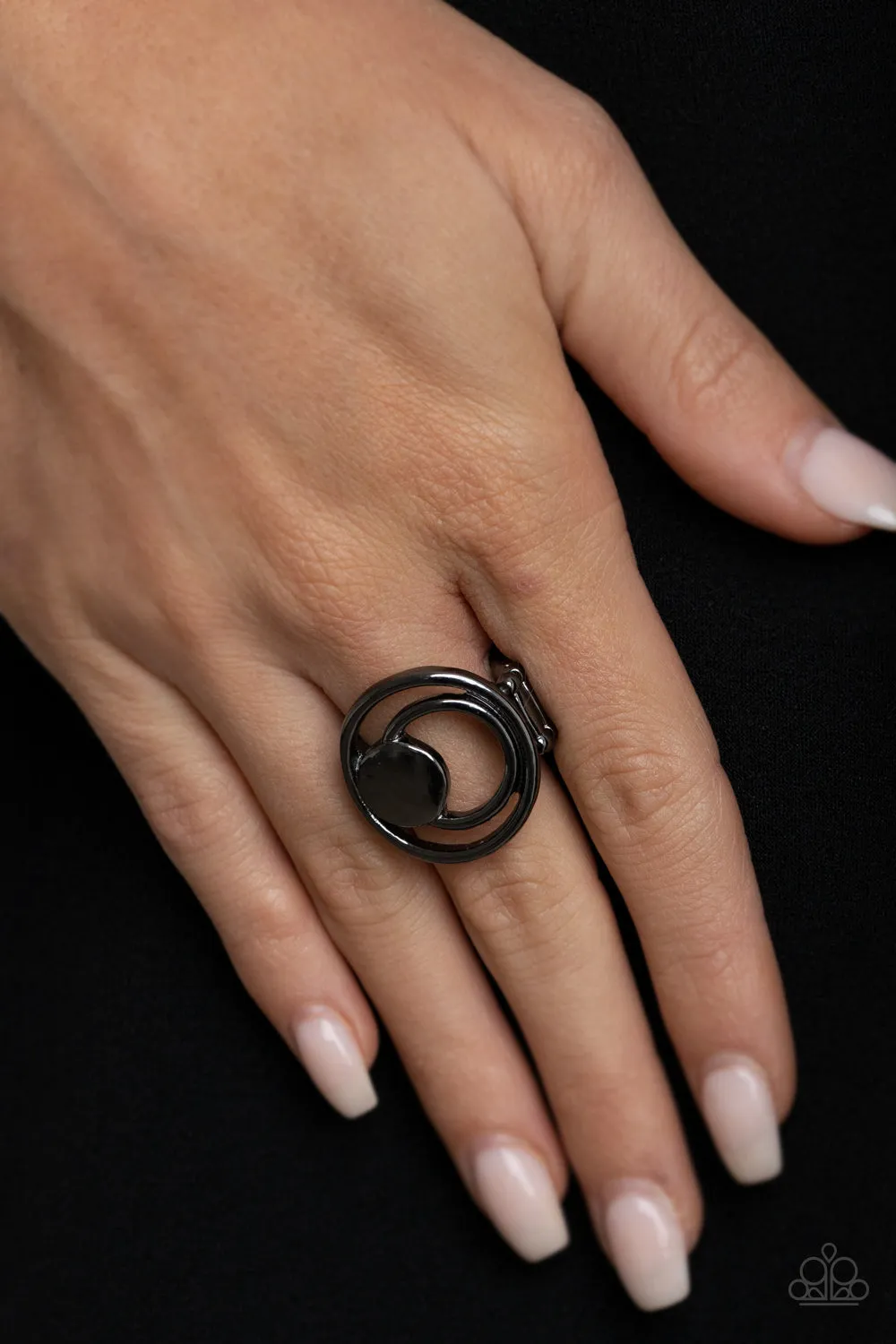 Open Door Jewelry - Edgy Eclipse - Black Ring - Paparazzi Accessories