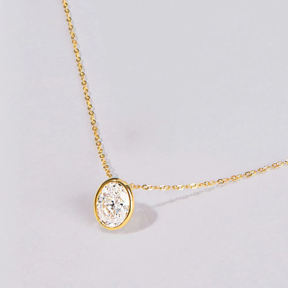 Oval Cut Solitaire Necklace with 1/2ct of Laboratory Grown Diamonds in 9ct Yellow Gold