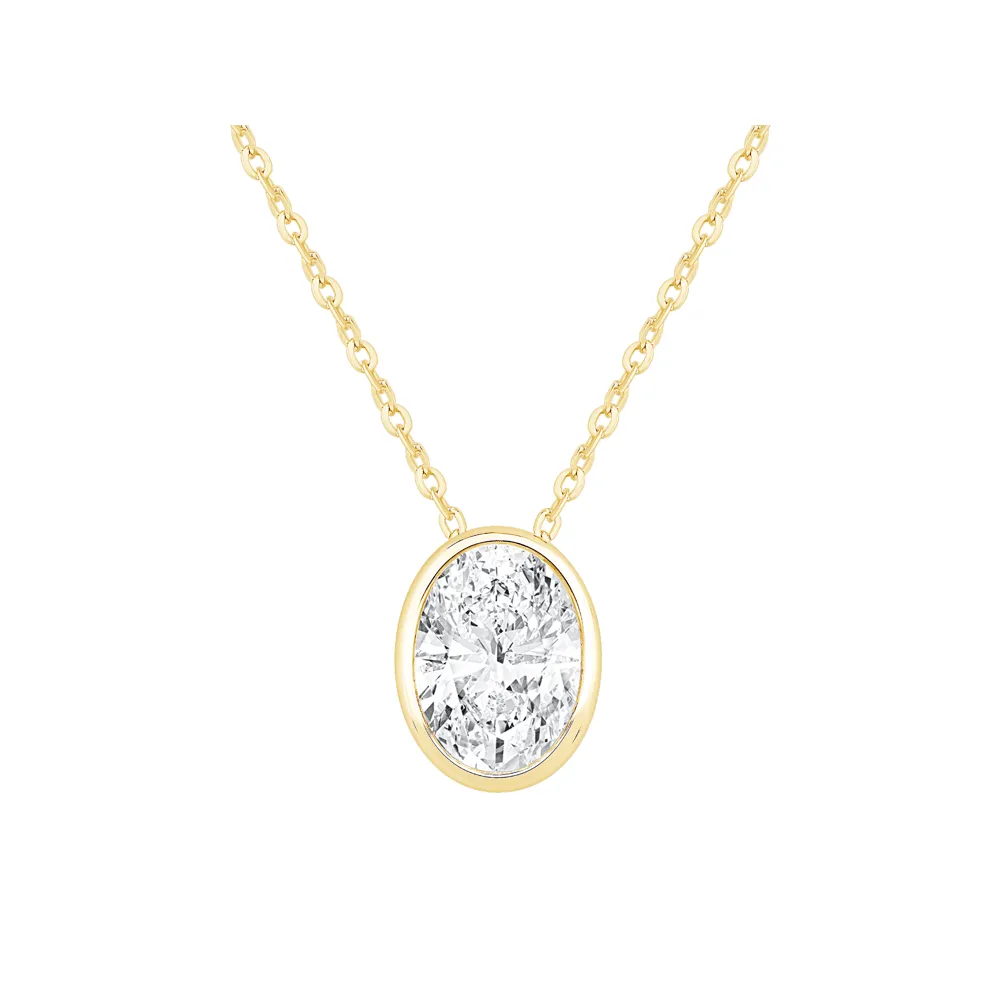 Oval Cut Solitaire Necklace with 1/2ct of Laboratory Grown Diamonds in 9ct Yellow Gold