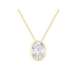 Oval Cut Solitaire Necklace with 1/2ct of Laboratory Grown Diamonds in 9ct Yellow Gold