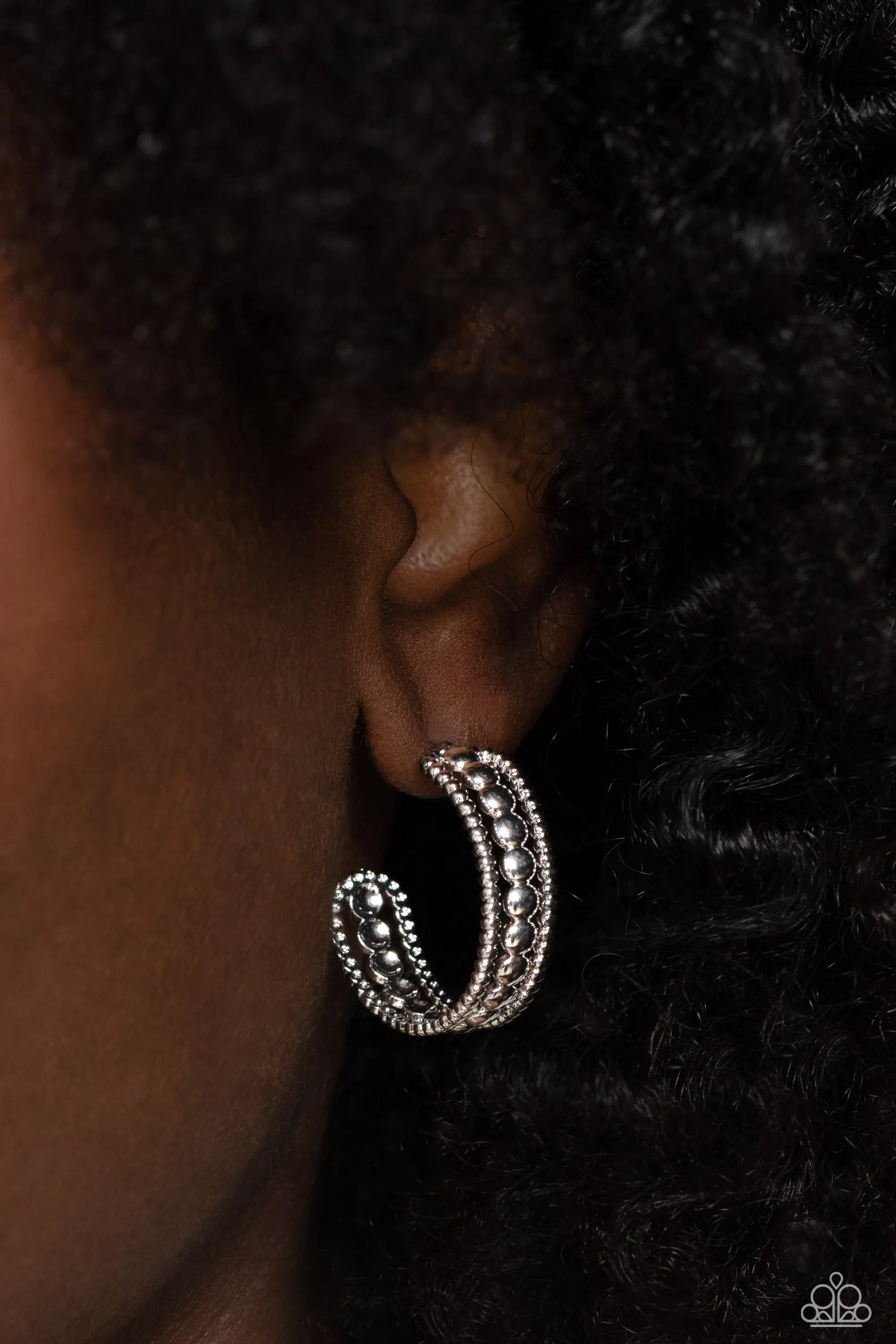 Paparazzi Dotted Darling - Silver Earrings