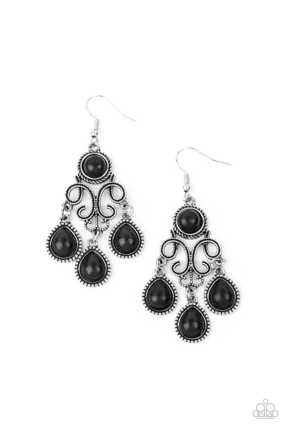 Paparazzi Earring ~ Canyon Chandelier - Black