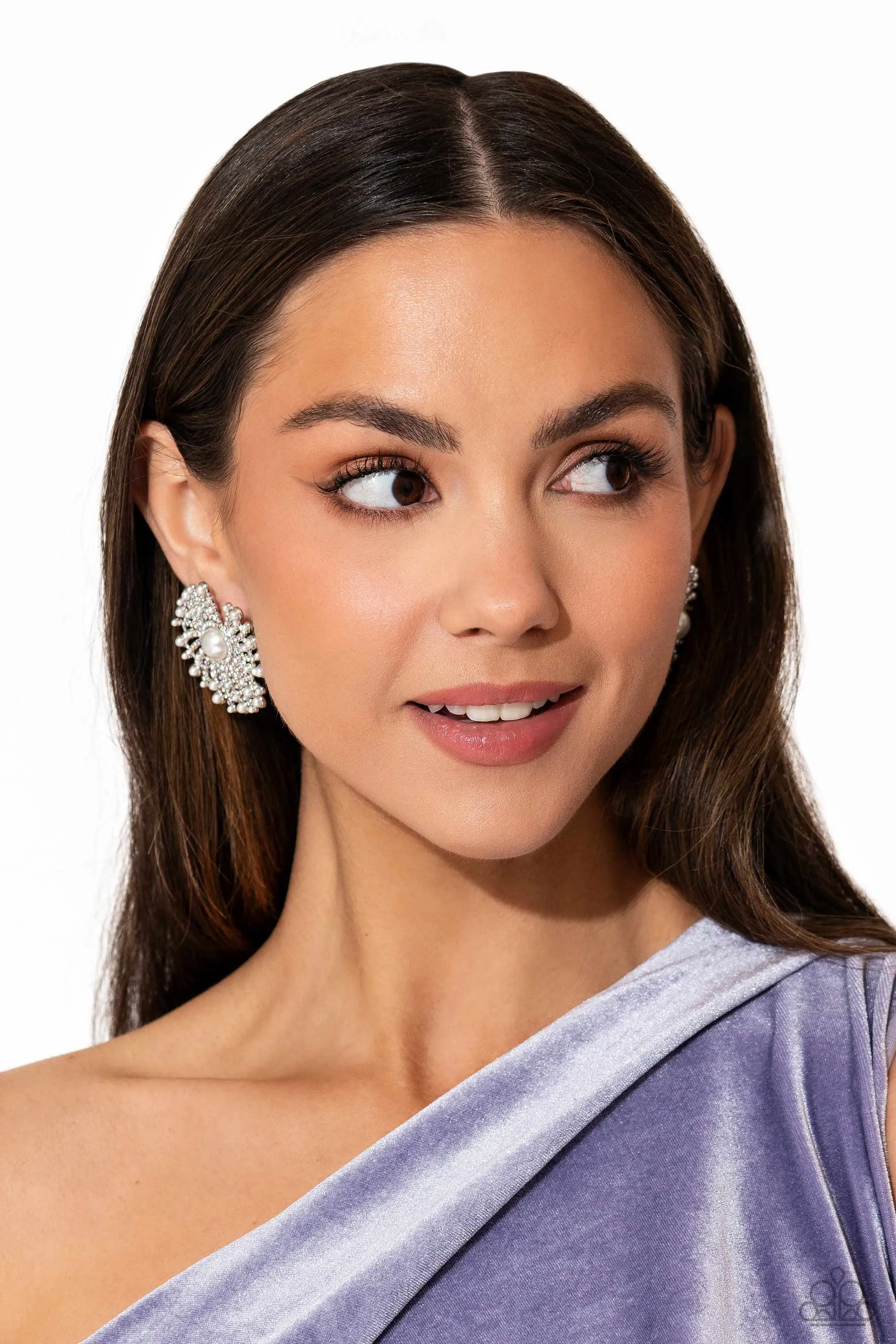 Paparazzi Earring ~ Fancy Fireworks - White