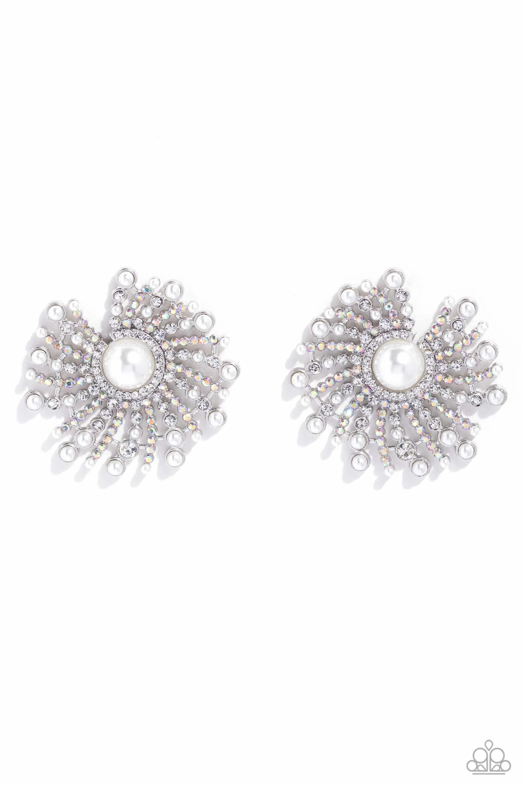 Paparazzi Earring ~ Fancy Fireworks - White