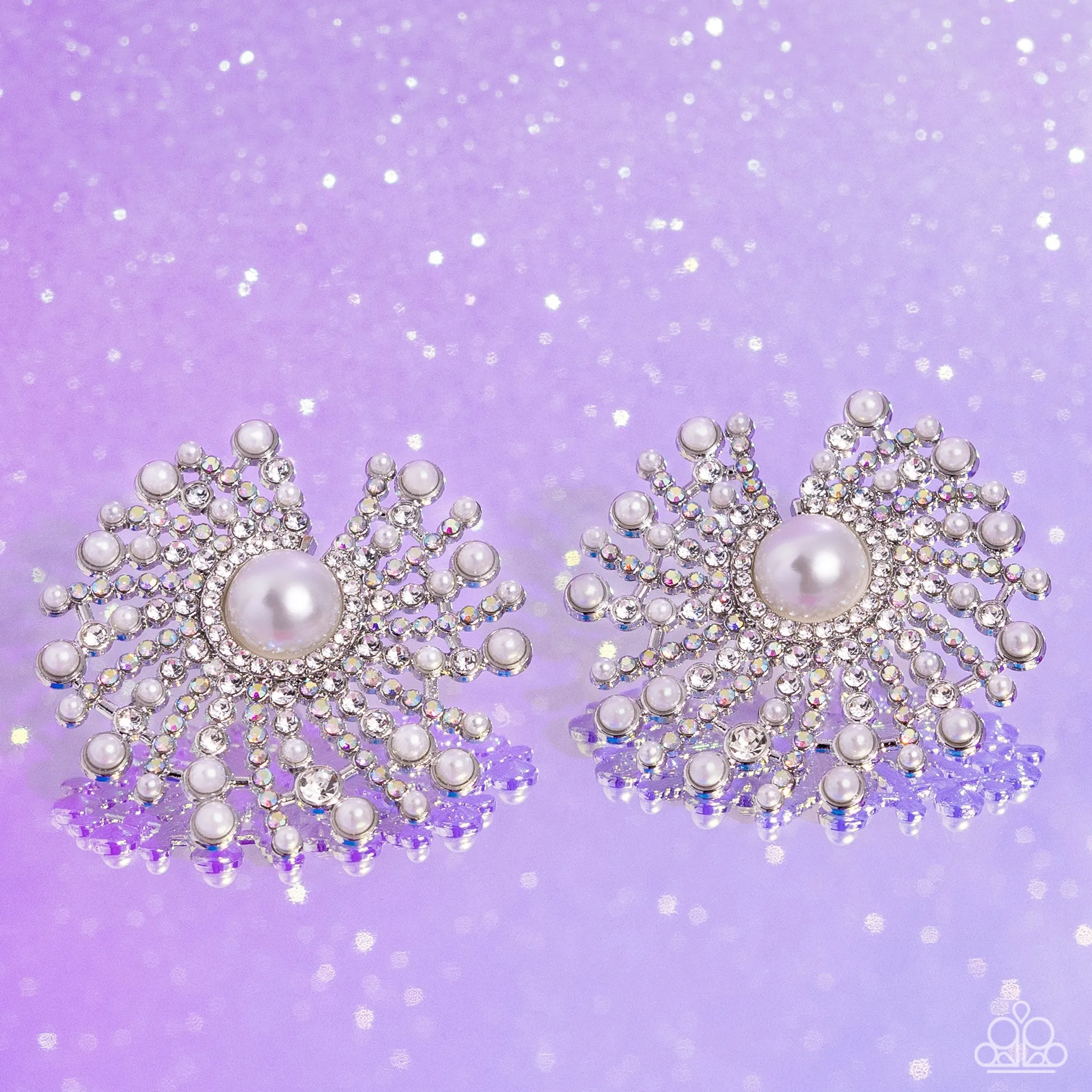 Paparazzi Earring ~ Fancy Fireworks - White