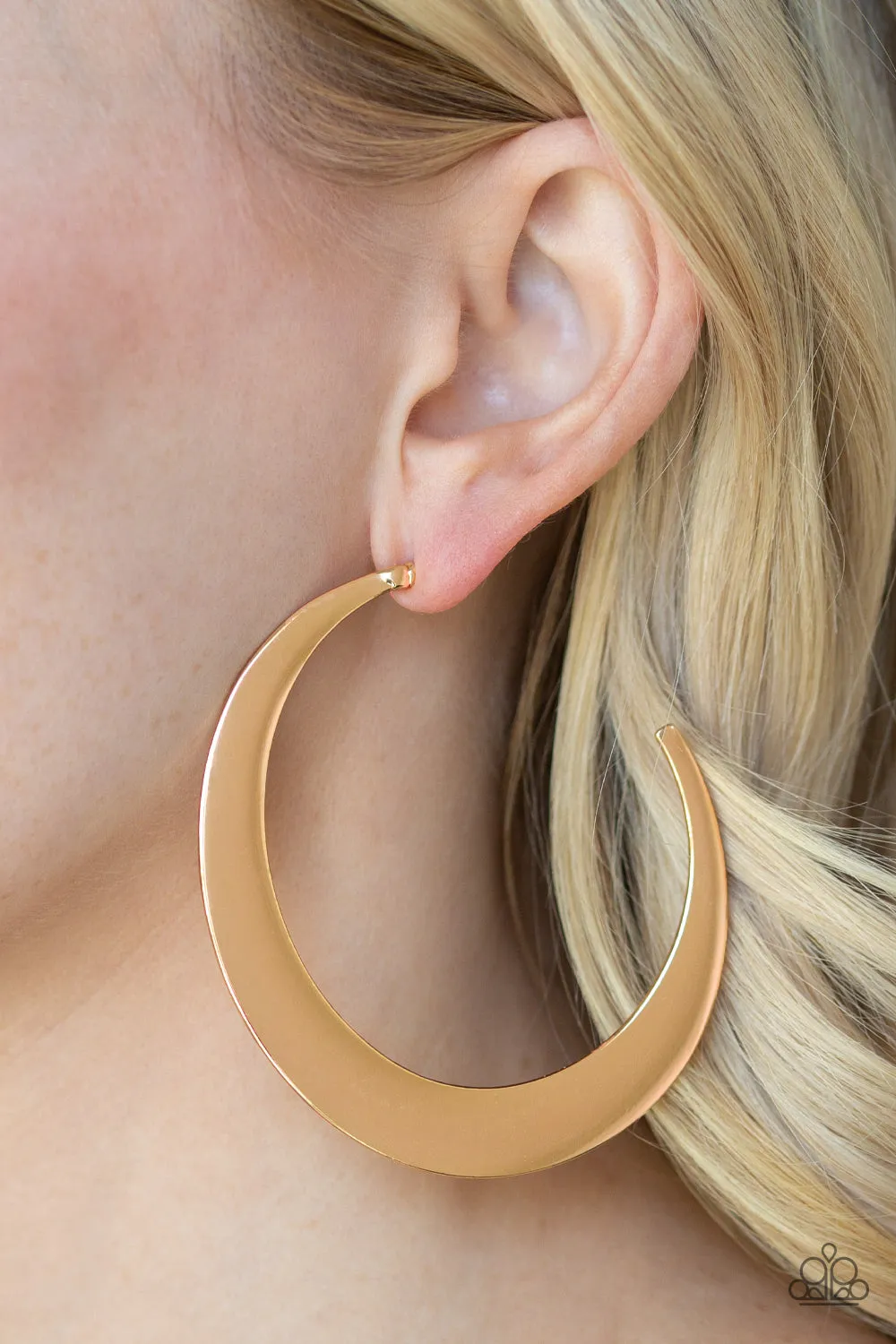 Paparazzi Moon Beam - Gold Hoop Earrings