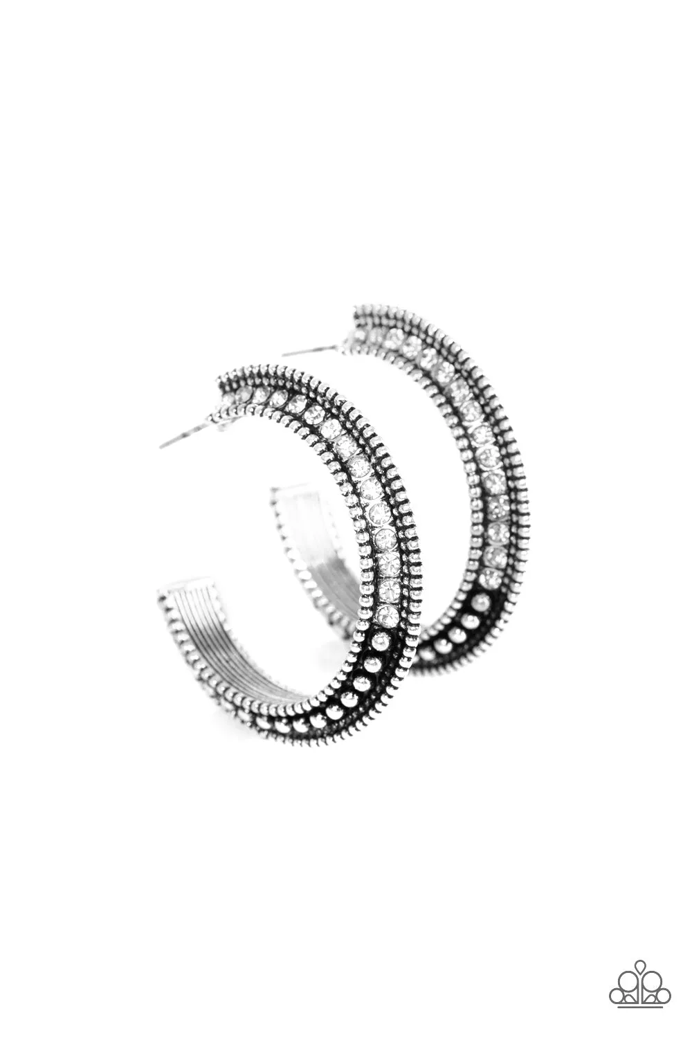 Paparazzi Retro Reverberation - White Hoop Earrings