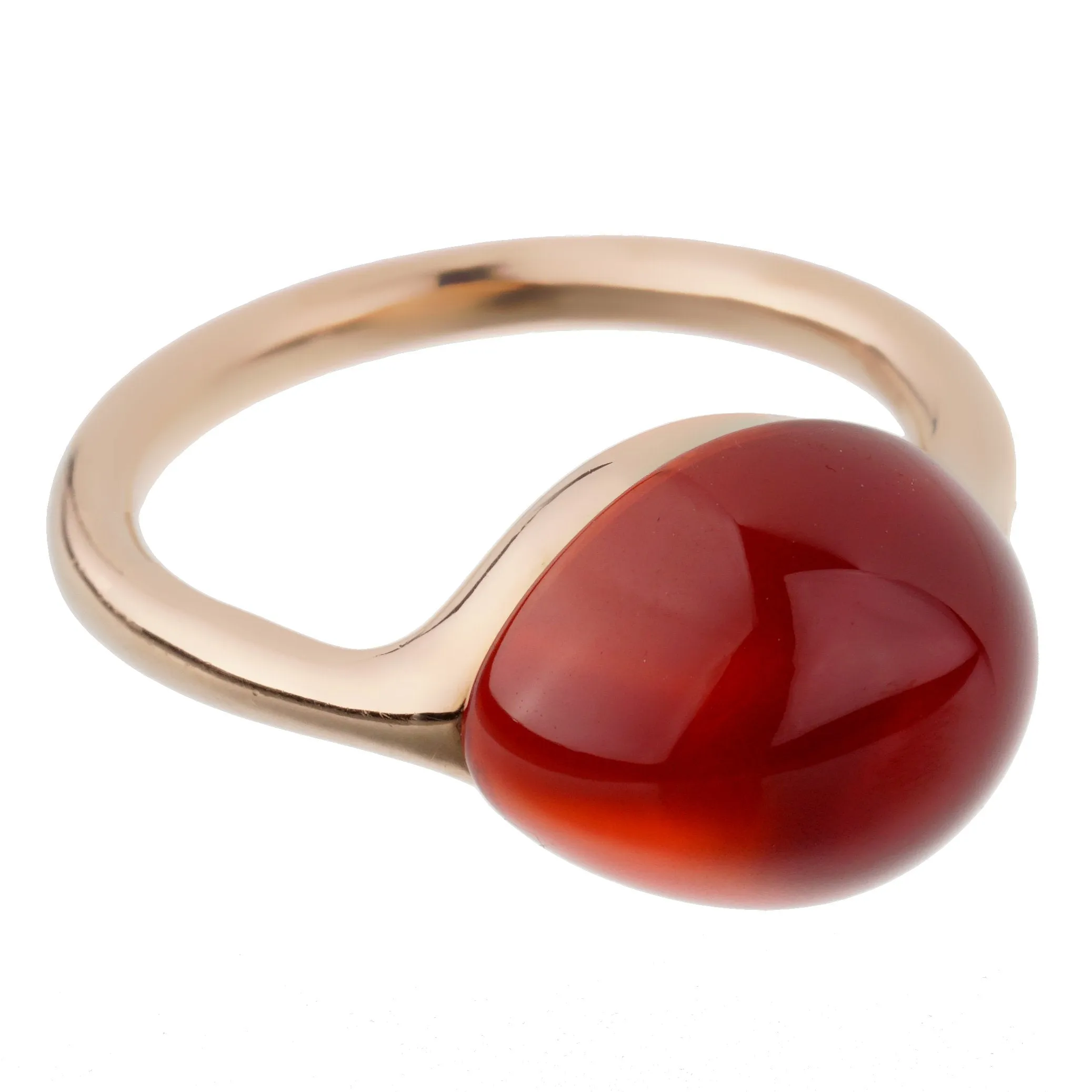 Pomellato Cabochon Carnelian Rose Gold Cocktail Ring Sz 6 1/2