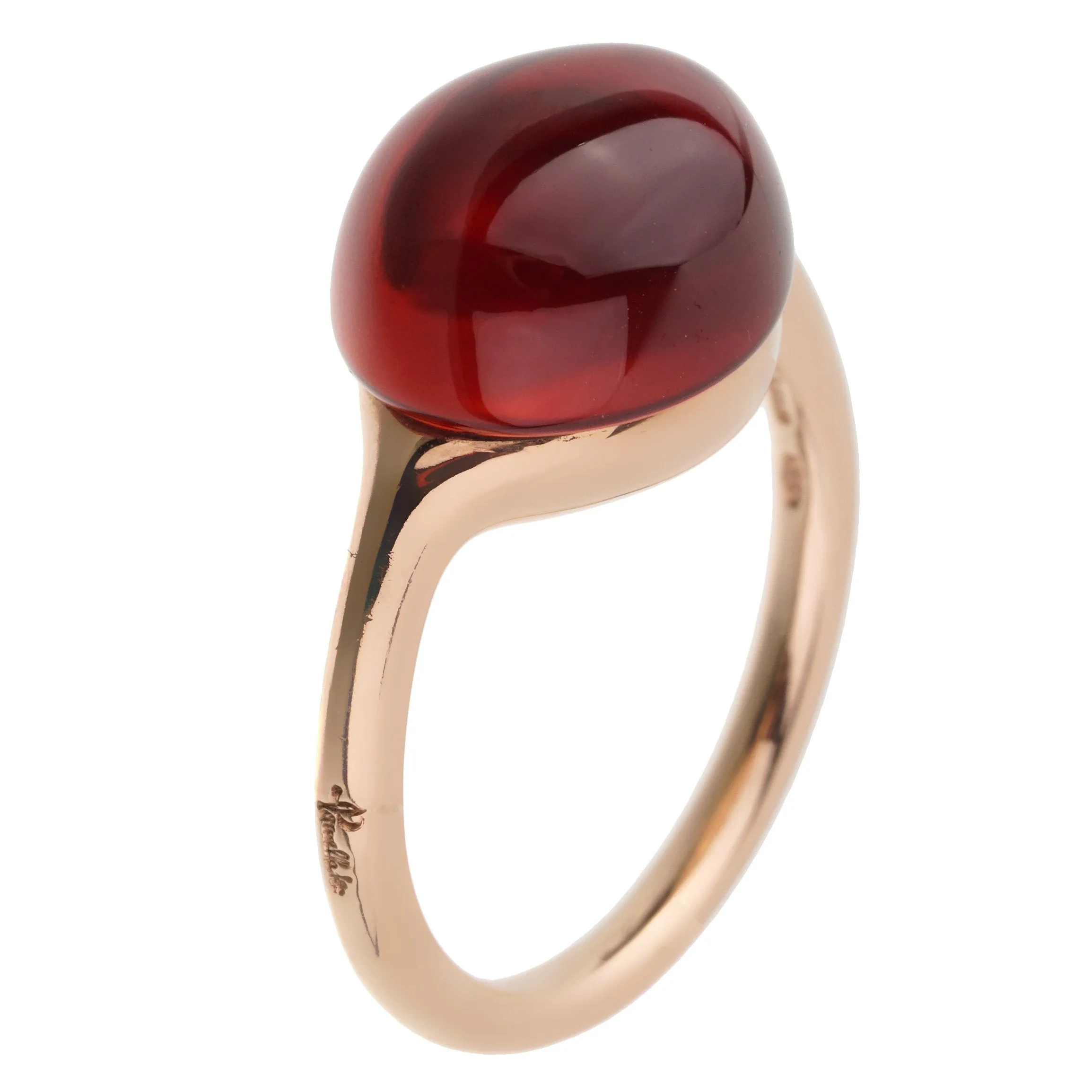 Pomellato Cabochon Carnelian Rose Gold Cocktail Ring Sz 6 1/2