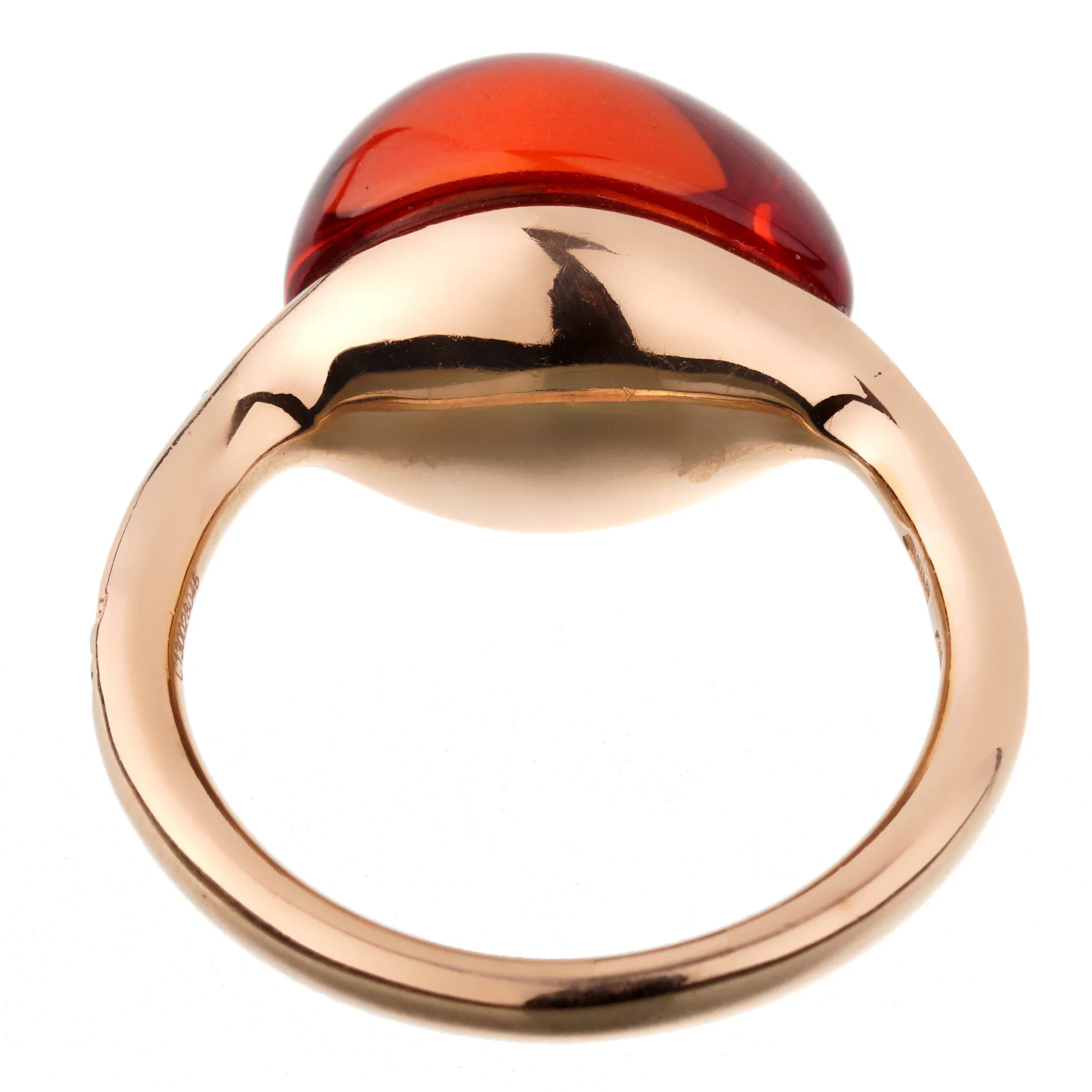 Pomellato Cabochon Carnelian Rose Gold Cocktail Ring Sz 6 1/2