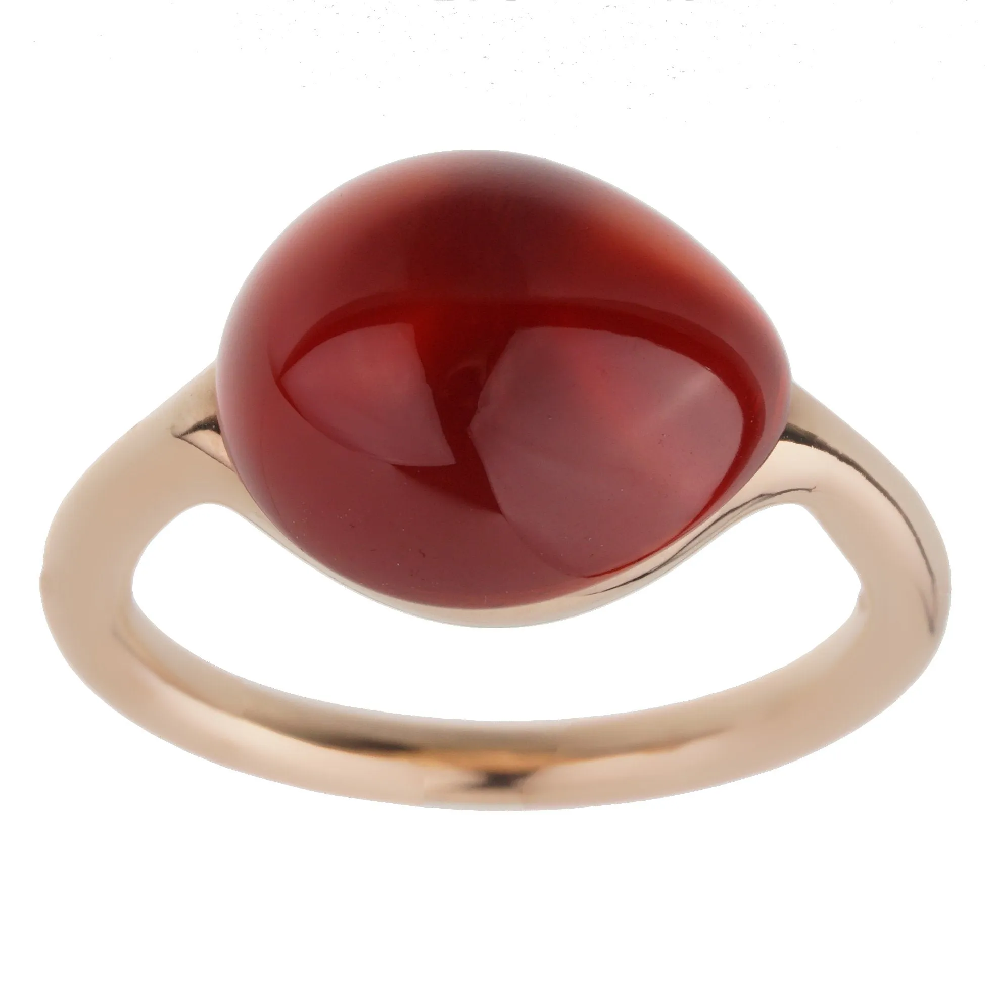 Pomellato Cabochon Carnelian Rose Gold Cocktail Ring Sz 6 1/2