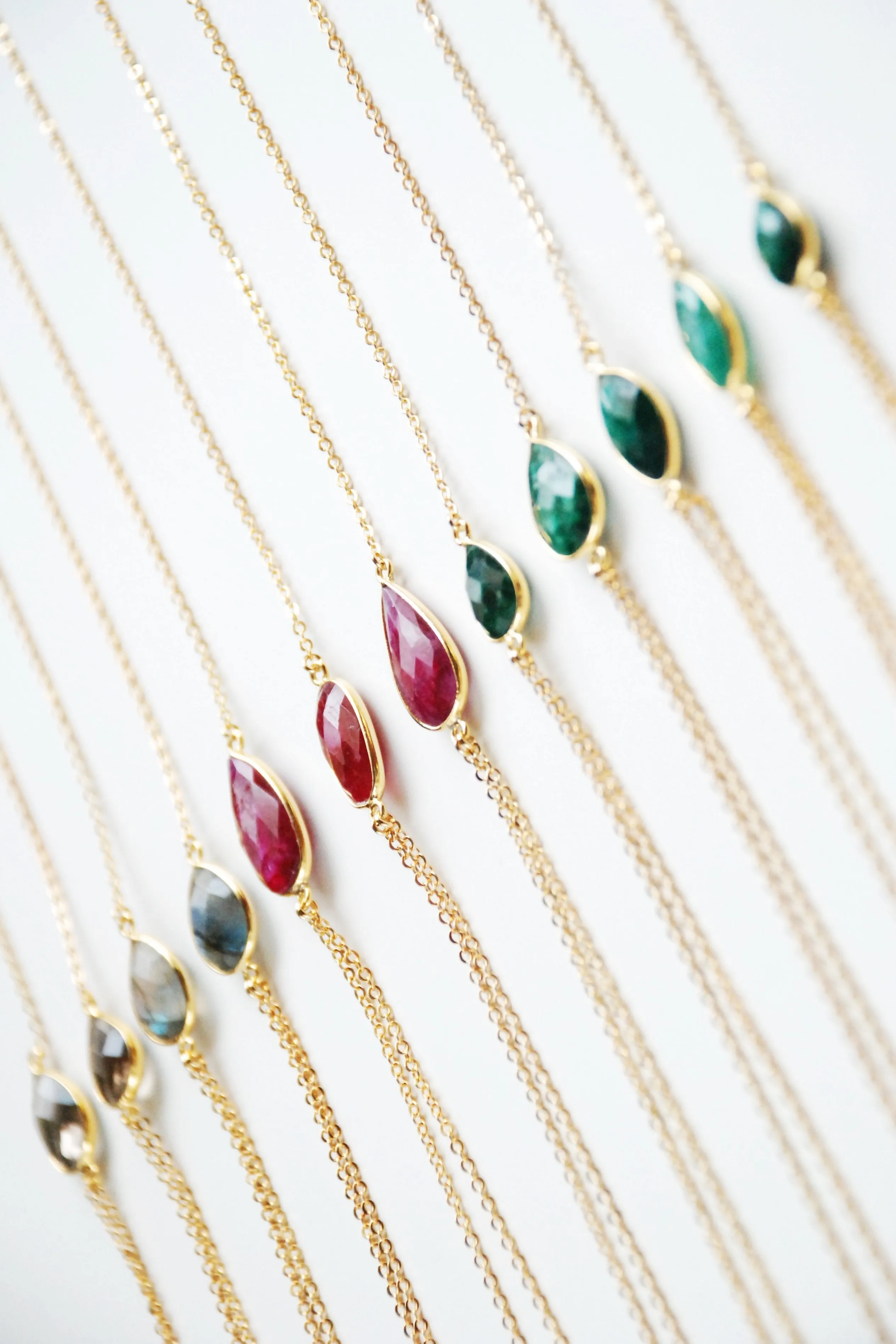 Precious Stones Lariat Necklaces