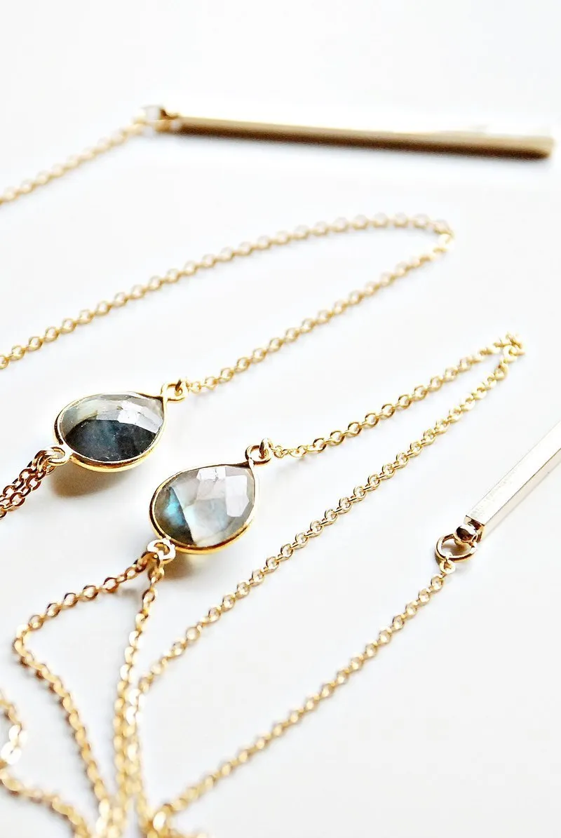 Precious Stones Lariat Necklaces