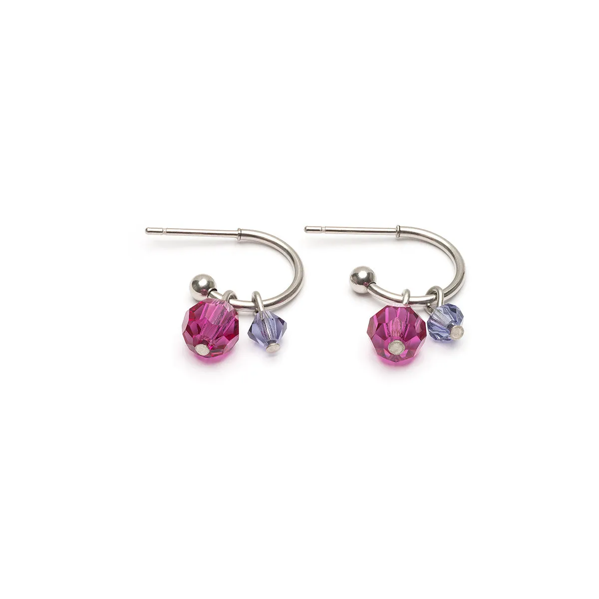 Purple Beads Hoop Earrings