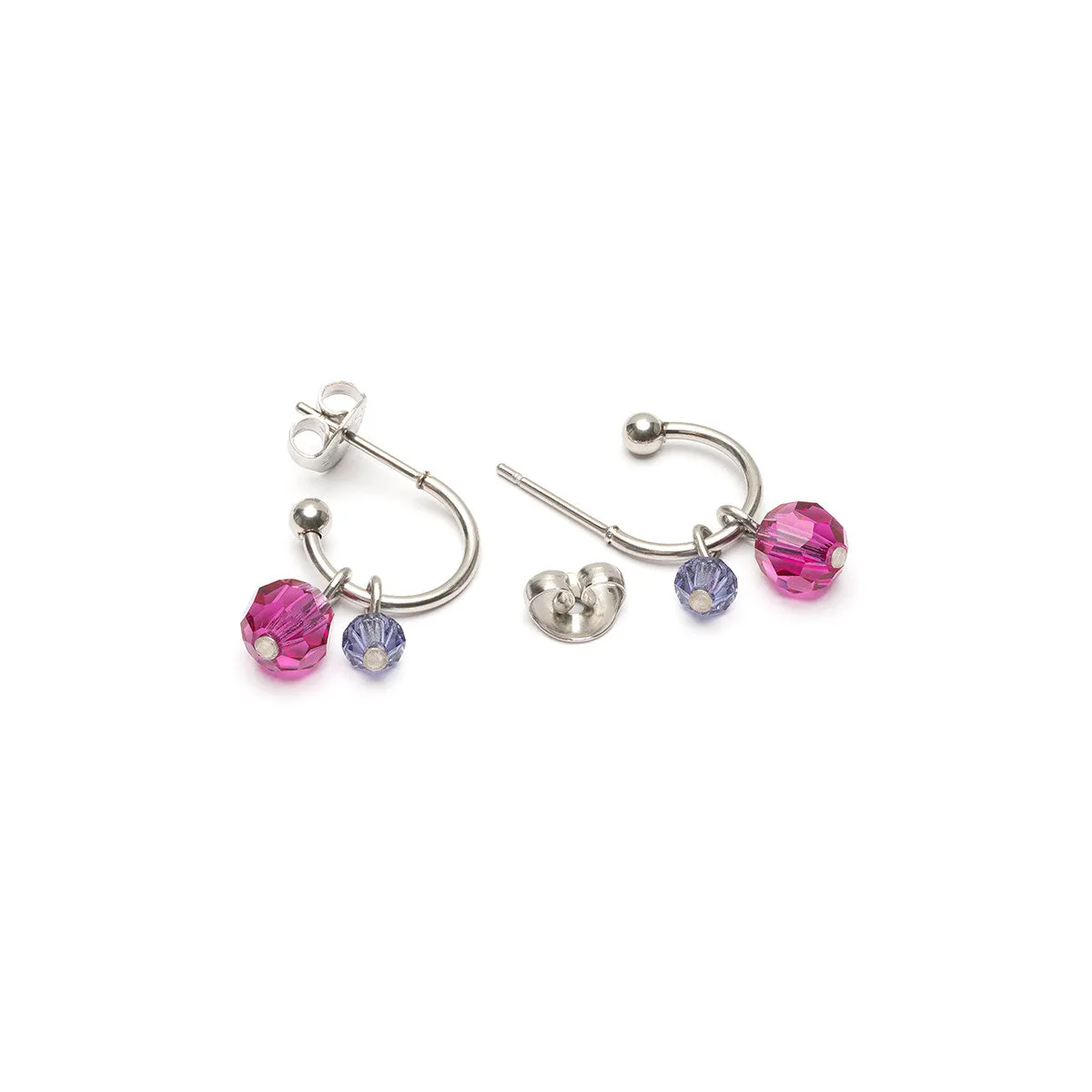 Purple Beads Hoop Earrings