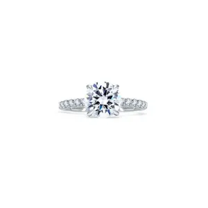 Quilted French Pave Round Diamond Center Engagement Ring