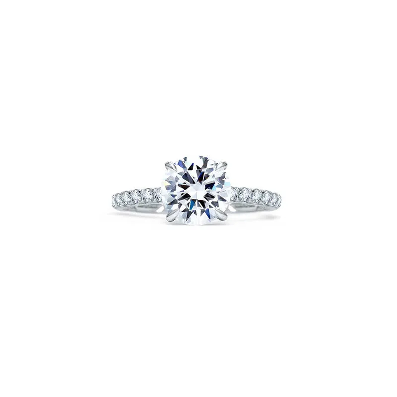 Quilted French Pave Round Diamond Center Engagement Ring