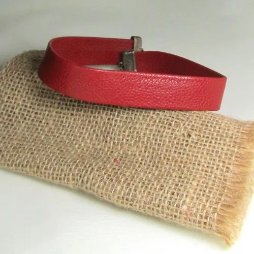 Red Leather Choker Necklace in Wide Real Soft Supple Leather