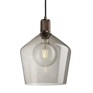 Ribbed Smoked Glass Schoolhouse Pendant - 10 Inch - Mocha