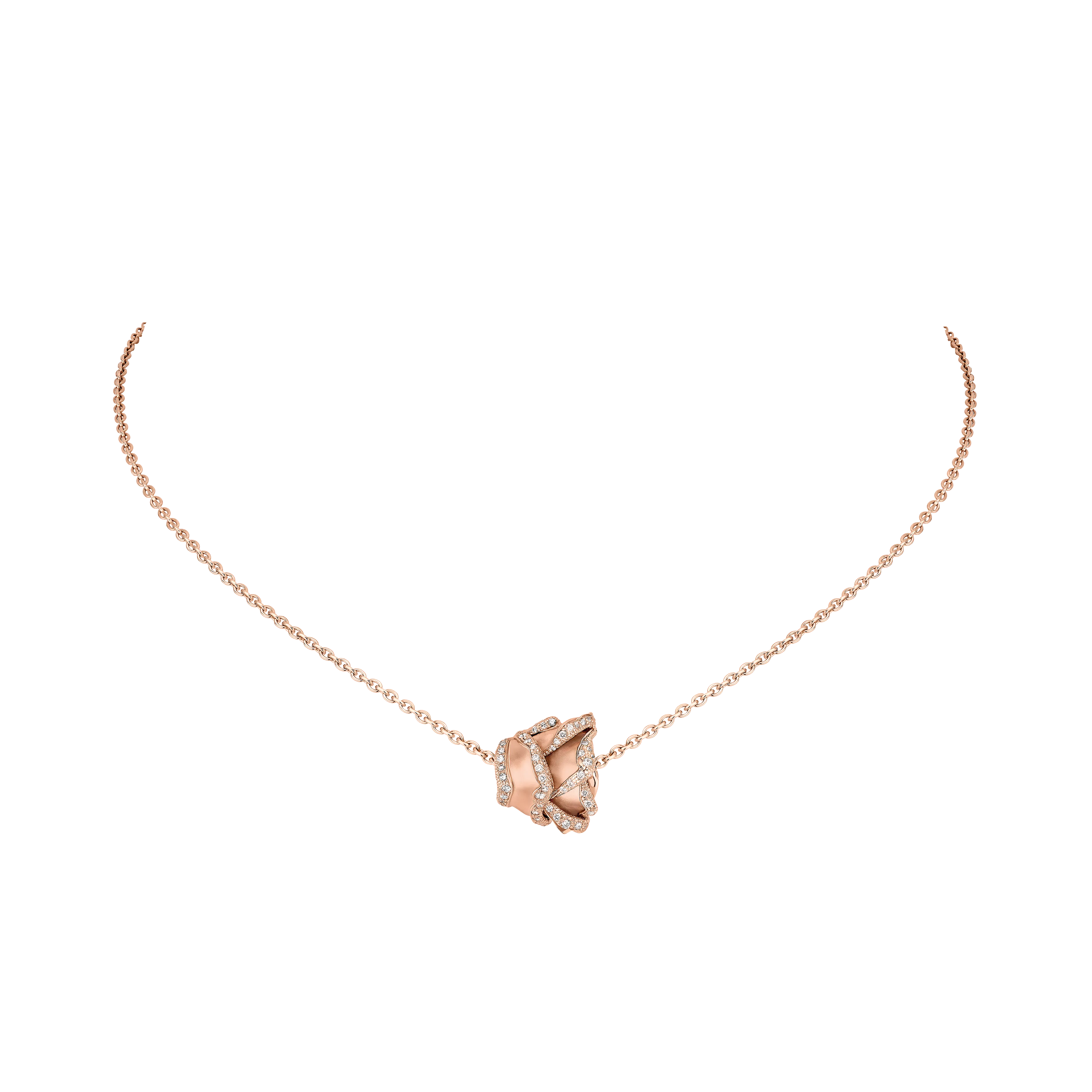 Rose of Hope - Satin Rose Gold and Diamond Pendant