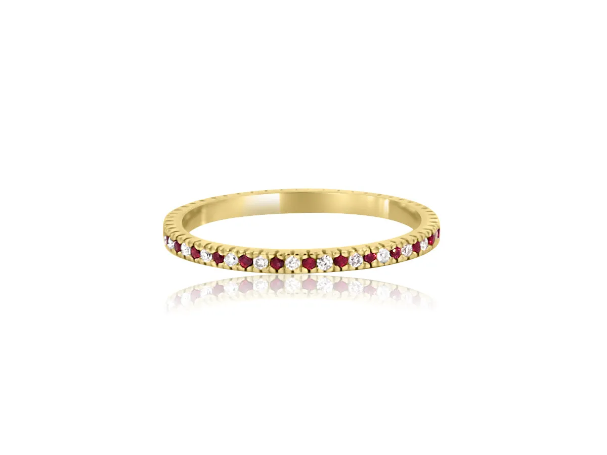 Ruby & Diamond Yellow Gold Band