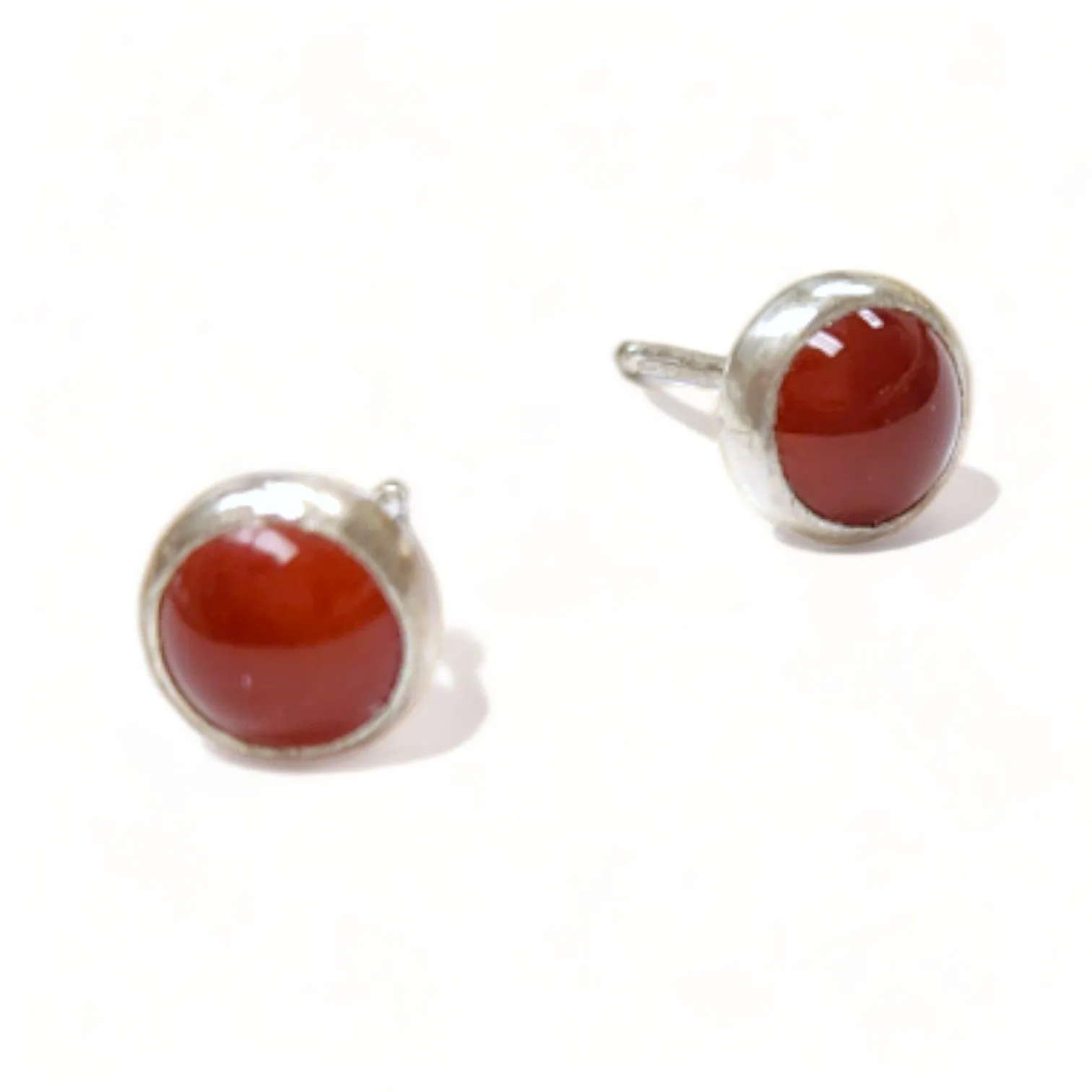 Ruby Bezel Post Earrings